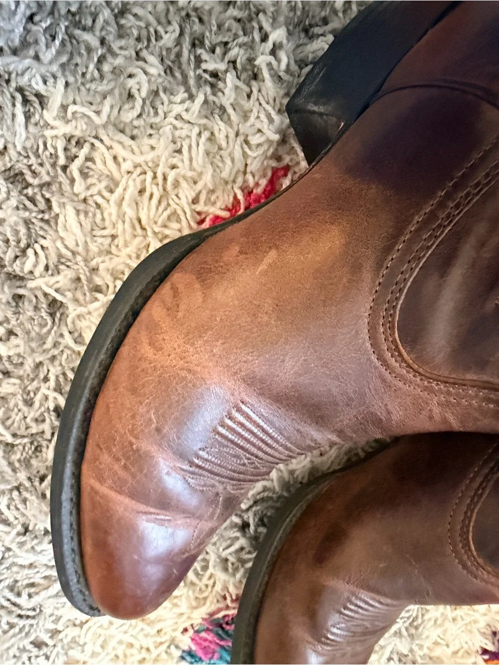 Ariat Men’s Heritage Brown Leather Western Boots with turquoise hue - Picture 6 of 8